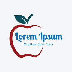 Simple Minimalist Apple Fruit Line Style Logo Design