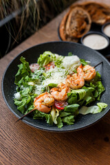 Caesar salad with grilled shrimp