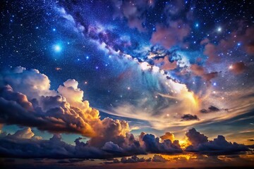 Fototapeta premium Night sky with stars and clouds