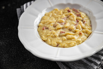 spaetzle egg pasta shape fresh meal food snack on the table copy space food background rustic top view