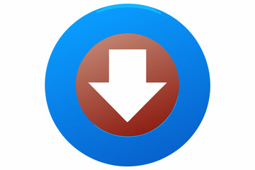 Arrow down circle icon or arrow down rounded with blue circle