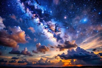 Fototapeta premium Night sky with stars and clouds