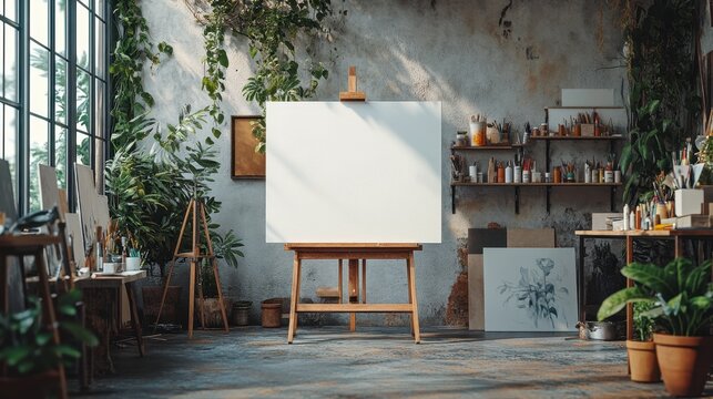 Creative studio with art supplies