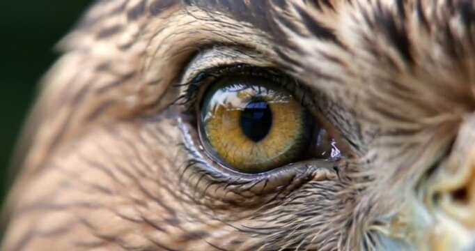 hawk eye close-up, macro photo, eye of the female Eurasian Sparrowhawk (Accipiter nisus)