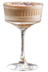 Coffee cocktail in a tall glass with chocolate crumbs