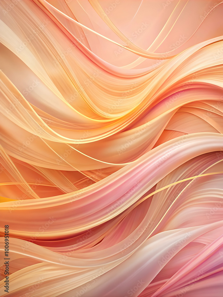 Poster abstract flowing lines in peach and cream: a serene and mesmerizing abstract background featuring sm