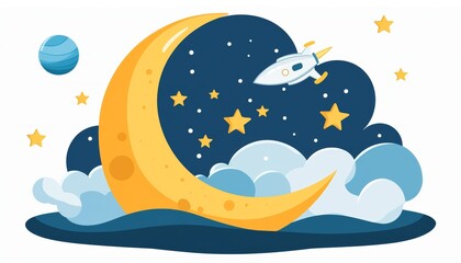 A flat design of a pirate ship sailing on cartoon waves, with a pirate flag waving in the wind