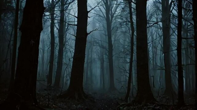 dark forest in the fog