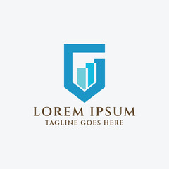 Modern Geometric Initial Letter GM MG with Shield for Secure Secret Protection Icon Symbol Logo Design