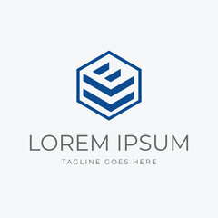 Clever Negative Space Geometric Hexagonal Initial Letter LE EL Icon Symbol Logo Design
