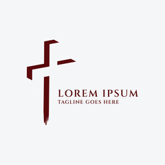 Obraz premium Negative Space Jesus Christian Cross Icon Symbol for Religion Bible Biblical Logo Design