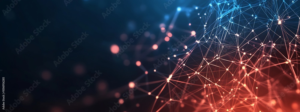 Aufkleber abstract digital network with glowing lines and points.