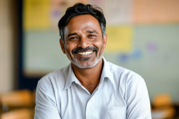 Obraz premium Senior gray haired Indian male teacher portrait 