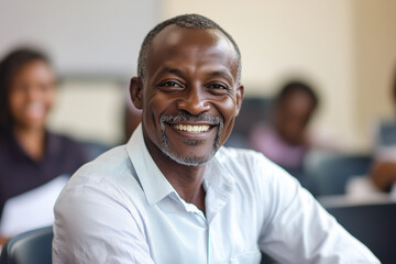 Obraz premium Headshot of a teacher in a classroom 