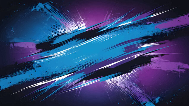 Energetic Blue and Purple Brush Texture Halftone Effect Grunge Background for Bold Sports Banner or Poster Design with Edgy and Dynamic Vibe