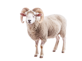 a ram with horns standing