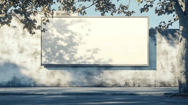 Billboard on the background of a wall on the street.  blank advertising banner mockup. City horizontal ad. 