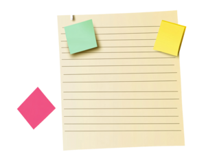 a paper with a few sticky notes pinned to it