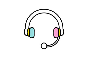 Brightly Colored Headset Icon Vector Illustration Ideal for Music Themes
