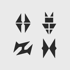Abstract Sharp Dangerous Bold Logo Collection Vector Set