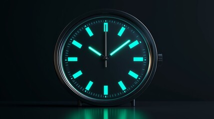 A minimalist countdown timer displaying a black background with glowing green hour markers and hands, indicating urgency for limited-time offers