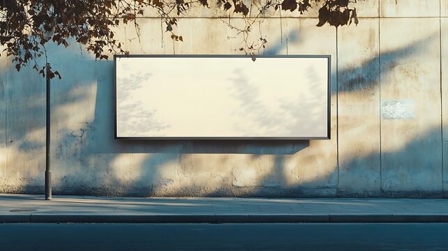  Billboard on the background of a wall on the street.  blank advertising banner mockup. City horizontal ad. 