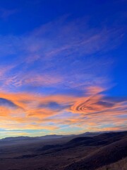 Spiral Bright Cloud Landscape, Unique Whirl Clouds, Sky, Sunset