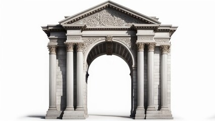 A detailed architectural archway with columns and ornate carvings.
