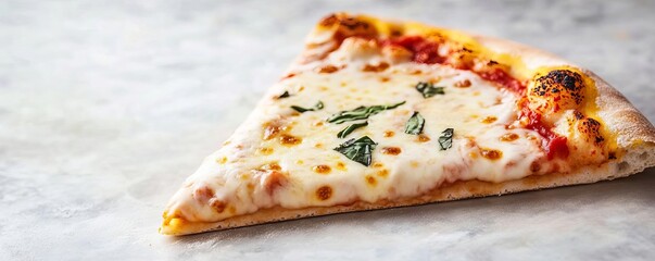 Margarita pizza slice, herbs, golden cheese