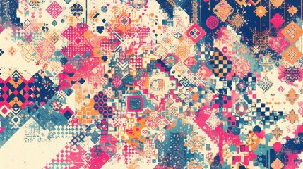 Fototapeta premium Colorful Abstract Pattern with Geometric Shapes