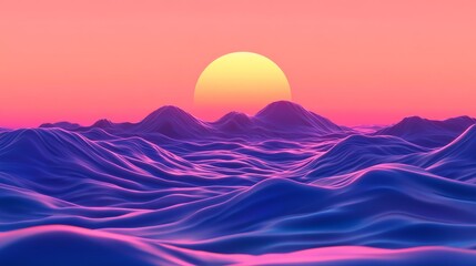 Vibrant Sunset Over Majestic Mountain Landscape