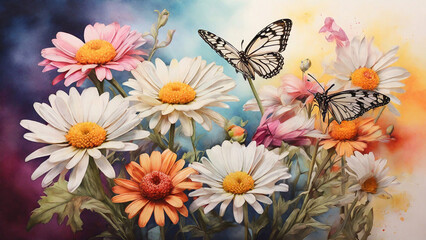 flowers and butterfly