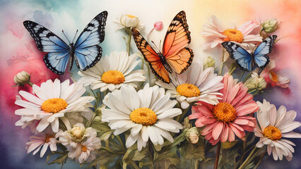 butterfly and flowers