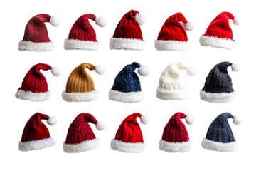 Collection of Festive Christmas Hats with White Trim