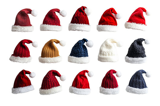 Collection of Festive Christmas Hats with White Trim