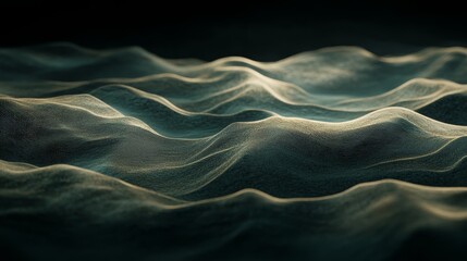 Abstract Wavy Pattern  Digital Landscape  Green and Gold Texture