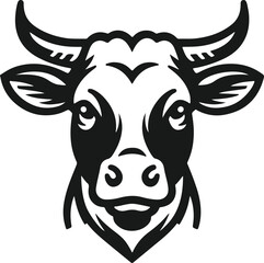 cow head icon silhouette design vector art illustration