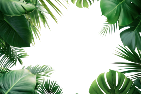 PNG Tropical leaves frame background