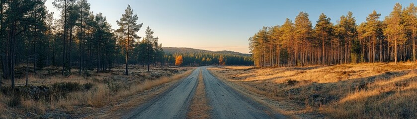 Fototapeta premium Scenic Forest Road at Dawn