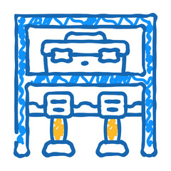 drill shelf garage tool doodle icon sketch vector. drill shelf garage tool sign. isolated symbol illustration