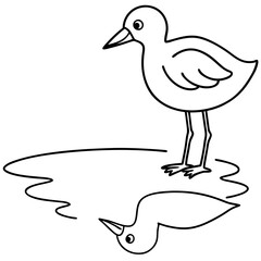 Bird Gliding Over Serene Lakes Vector Illustration Capturing Tranquility
