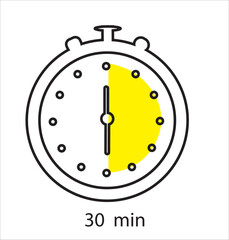 Time terms icon set. Hour 15 min half hour 30 min 45 min vector illustration	