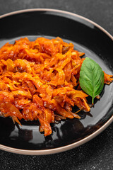 suerkraut cabbage braised vegetable dish fresh delicious gourmet food background on the table rustick food top view copy space vegetarian and vegan food