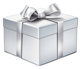 PNG Gift box silver shiny.
