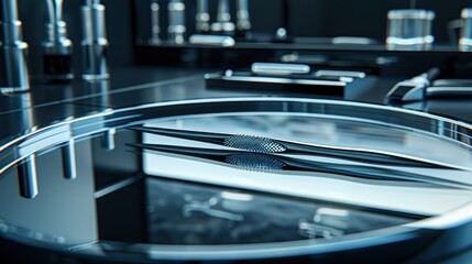 A vanity scene highlighting a pair of tweezers, emphasizing precision and control.