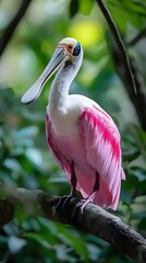 Bird Roseate Spoonbill in Nature, Realistic Photo, Wallpaper, Smartphone Cover and Screen, PC, Laptop, 9:16 and 16:9 Format