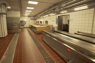 Obraz premium Milk processing plant flow pasteurization units for milk safety