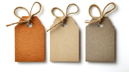 Three stylish tags in different colors, perfect for marketing, gift-wrapping, or crafting projects.