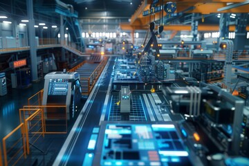 Fototapeta premium Customizable manufacturing environment with digital control systems enabling agile response