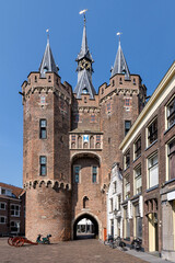 Sassenpoort gatehouse in the city wall of Zwolle, Netherlands